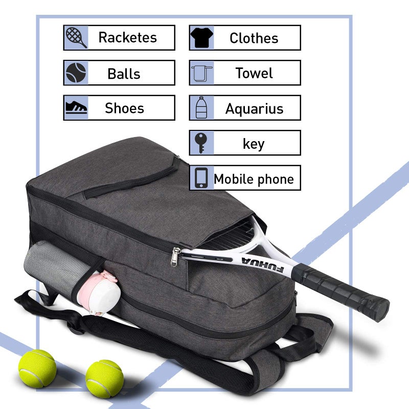 No branded Tennis Bag Tennis Backpack - Tennis Bags for Women and Men to Hold 1 or 2 Tennis Rackets/Racquets, Multifunctional Sports Bag - Image 2